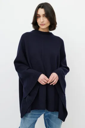 Navy Cashmere Cape Sweater