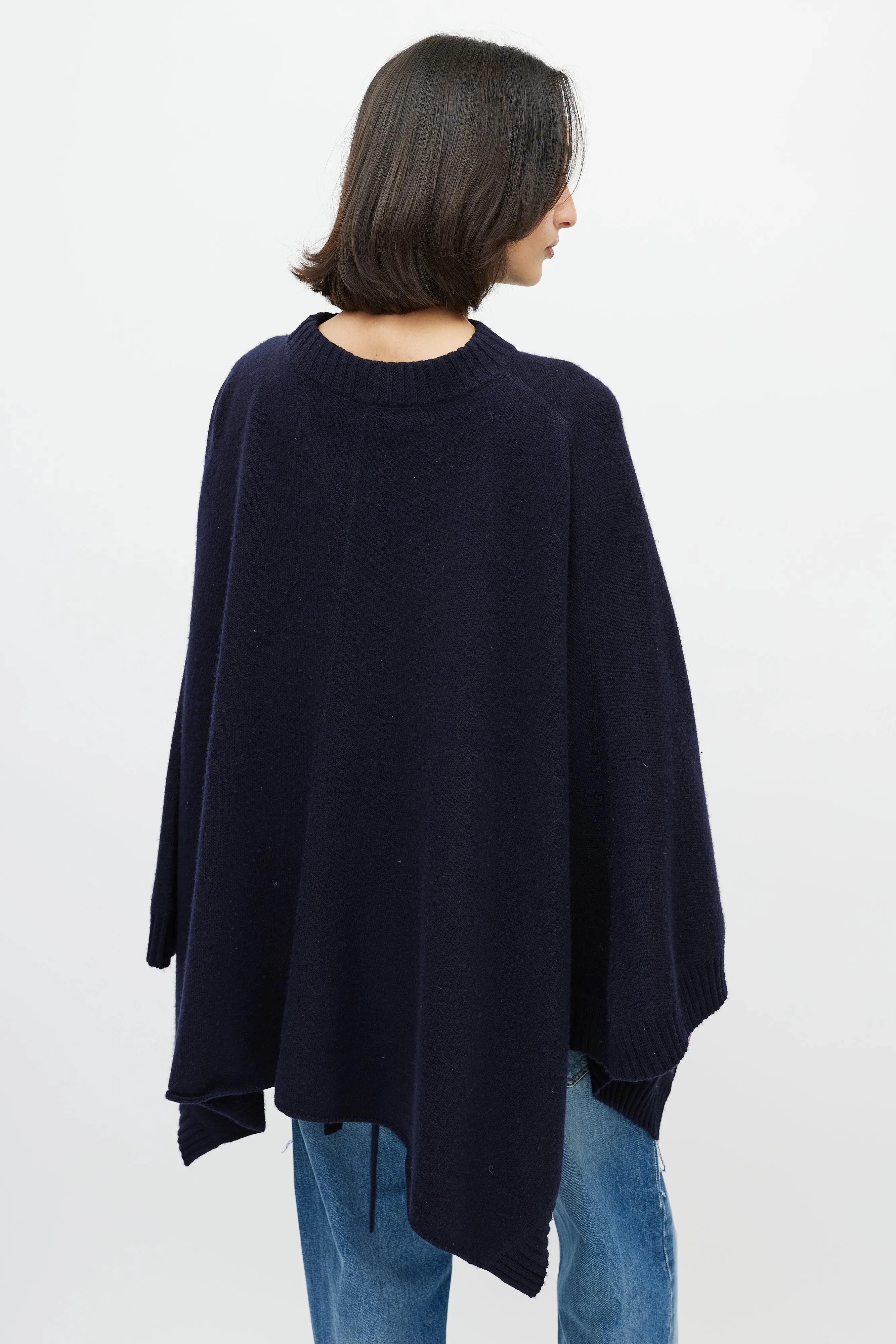 Navy Cashmere Cape Sweater