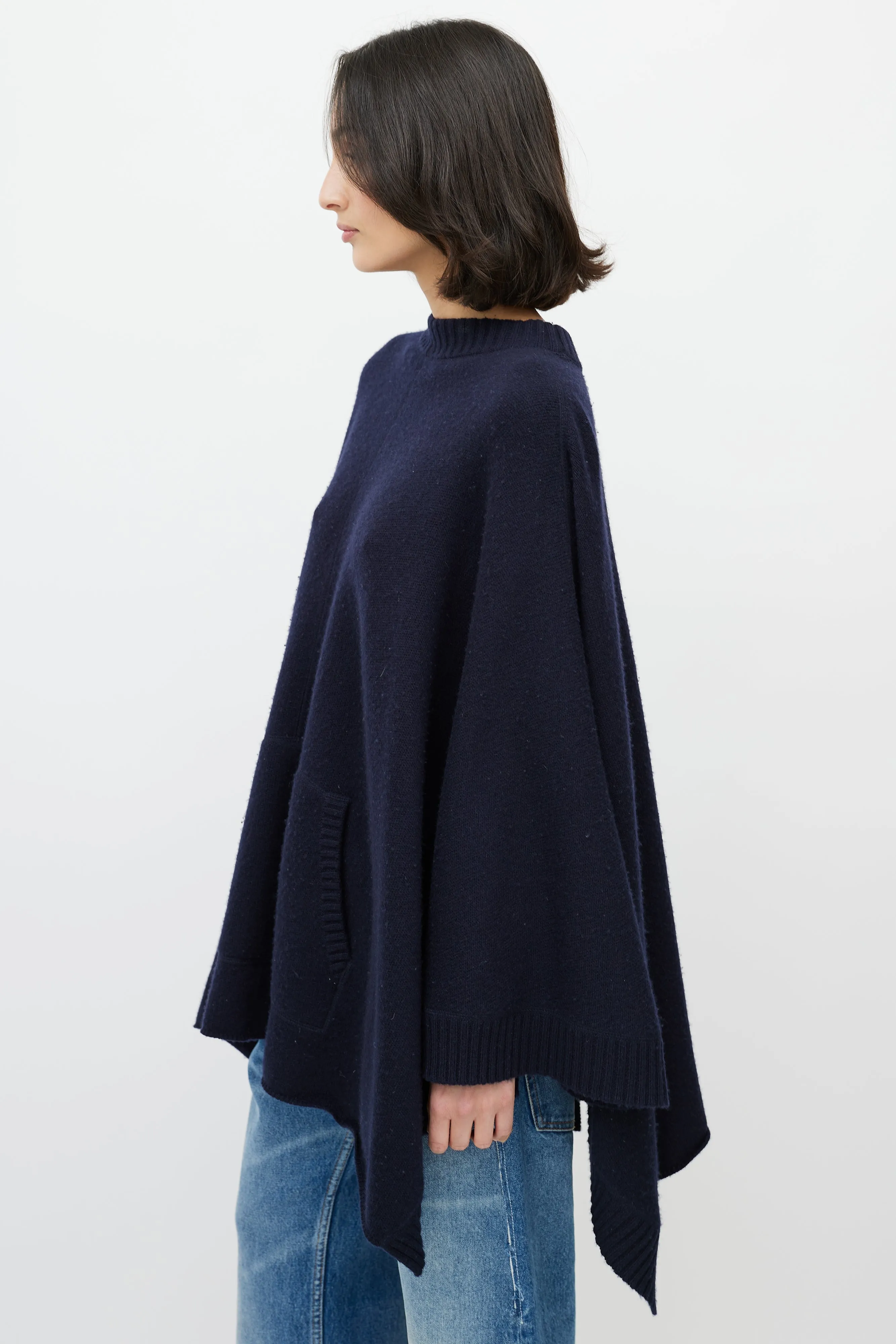 Navy Cashmere Cape Sweater