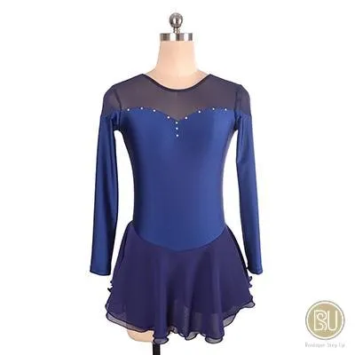 New Competition Skating Dress Lycra & Mesh Long Sleeves Available 8 Colors