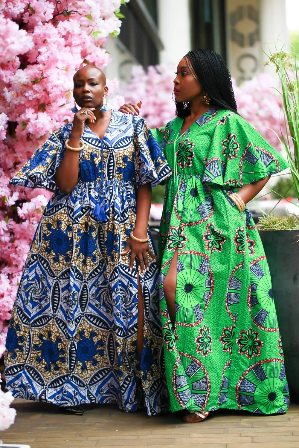 New In - African Maxi Dress in Blue Ankara Wax Print