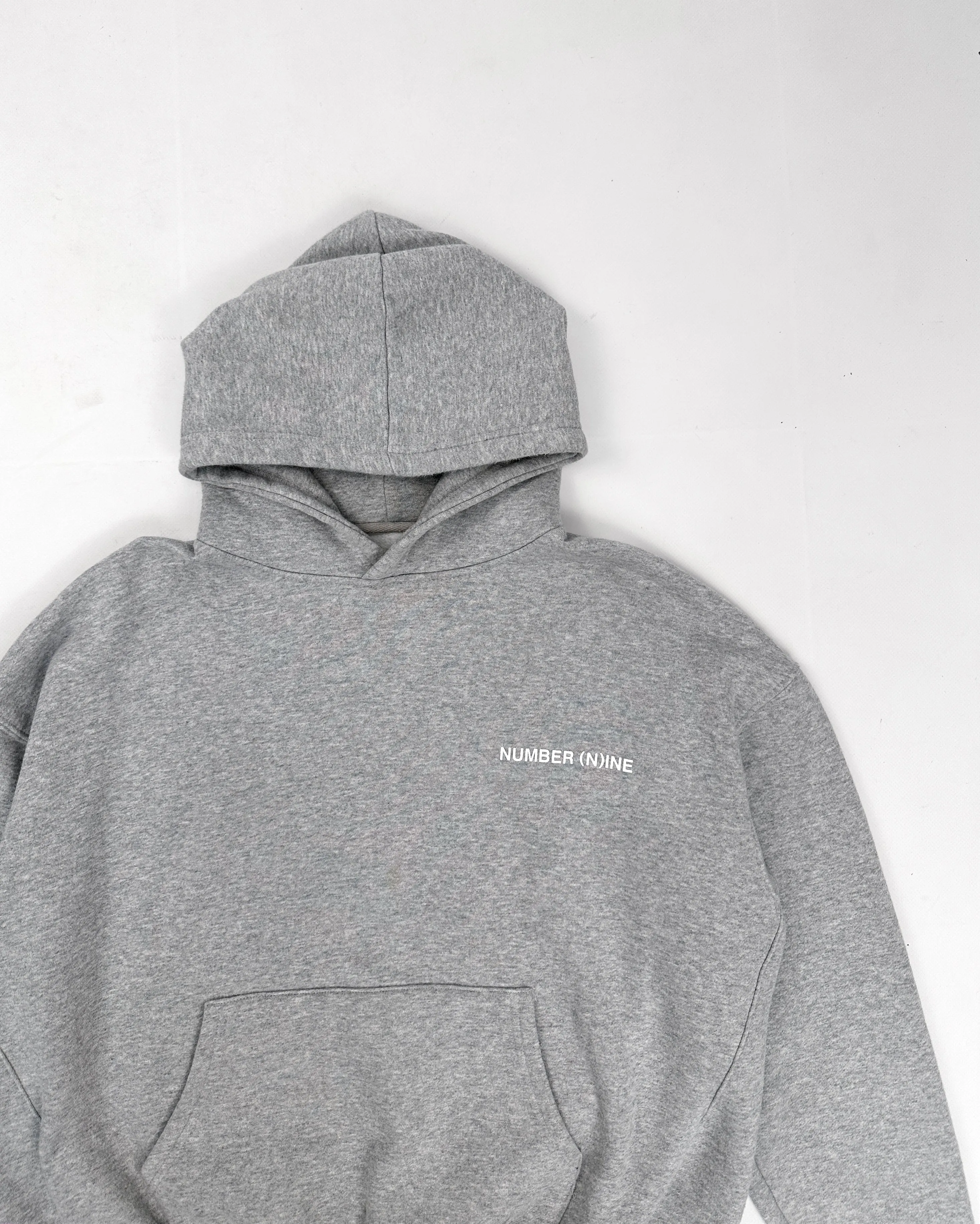 Number (N)ine x Common Base Boxy Grey Logo Hoodie 2000's