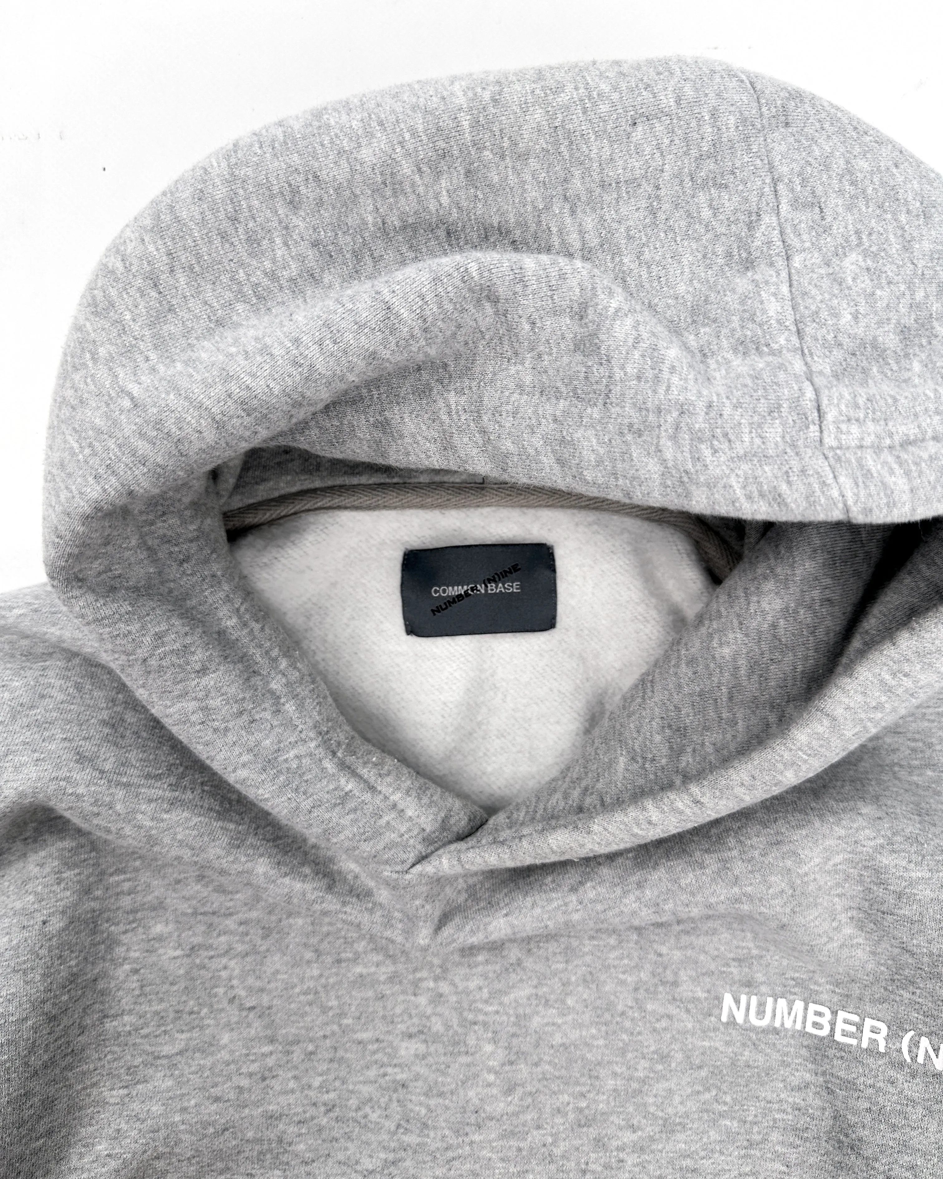 Number (N)ine x Common Base Boxy Grey Logo Hoodie 2000's