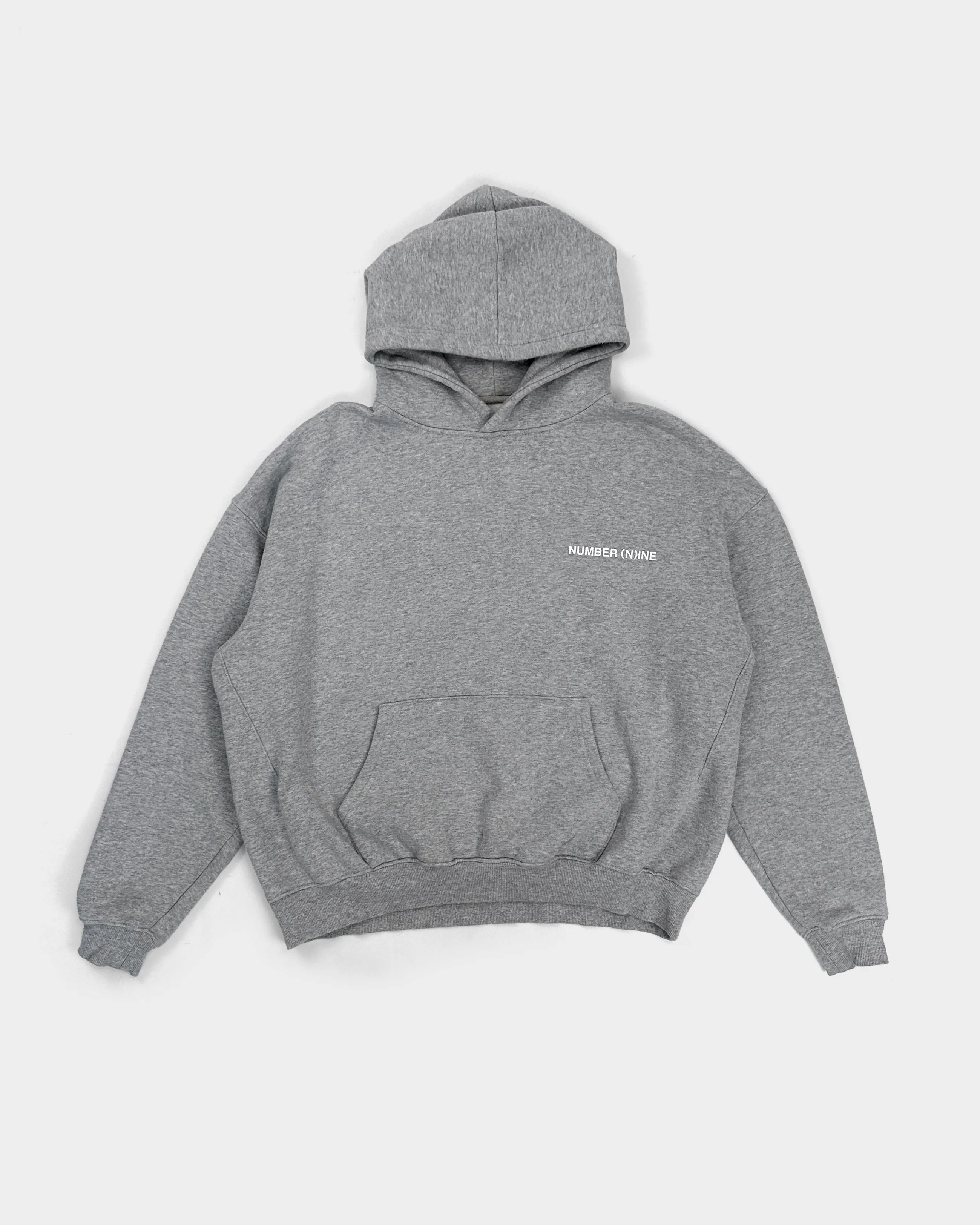 Number (N)ine x Common Base Boxy Grey Logo Hoodie 2000's