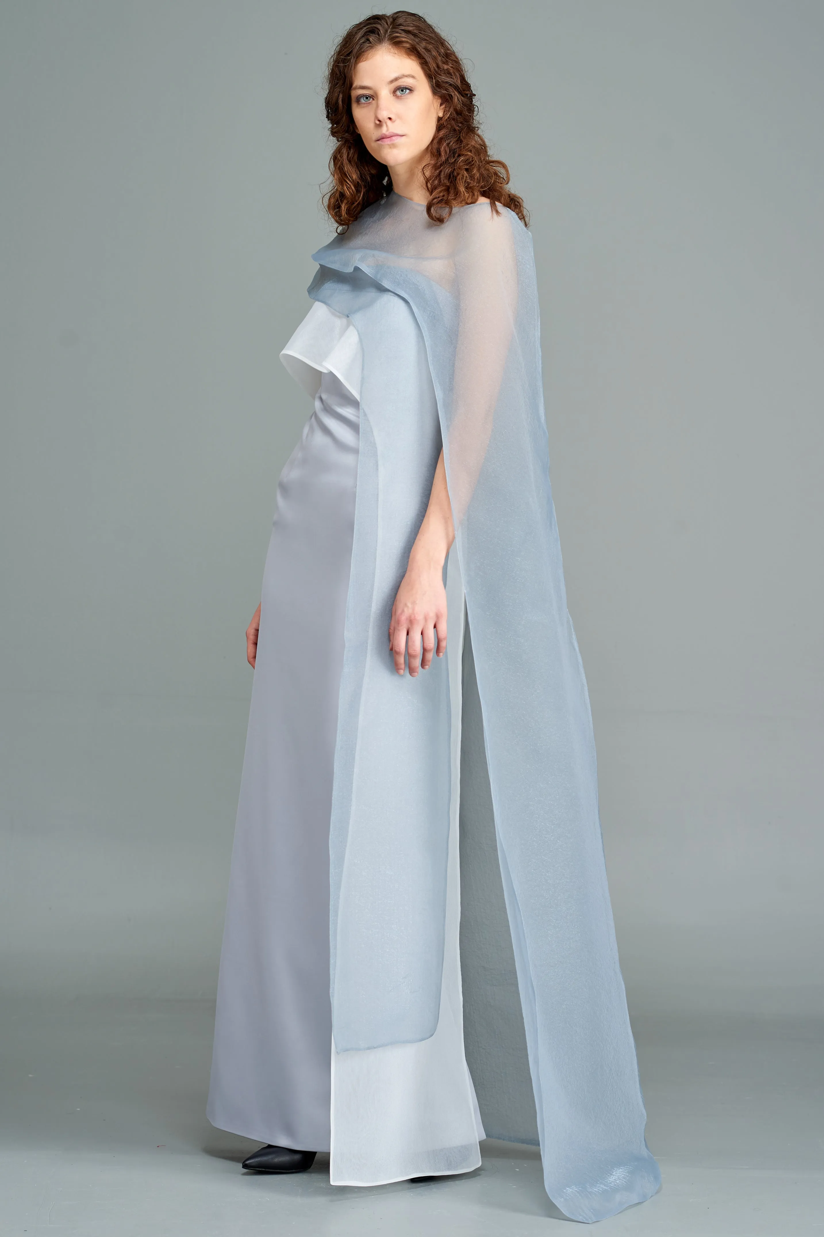 Organza Cape Detailed Gown