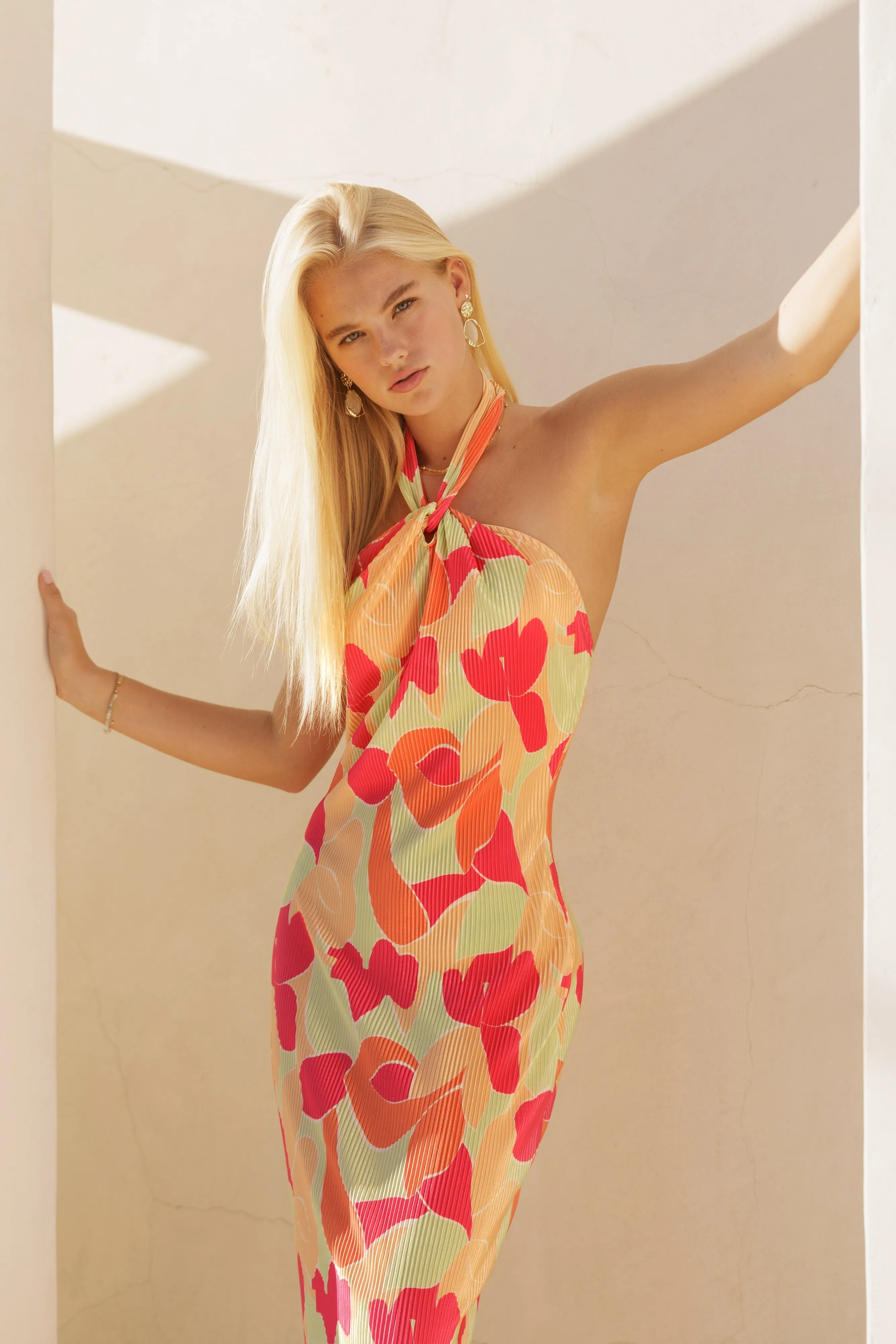 Printed Plisse Dress