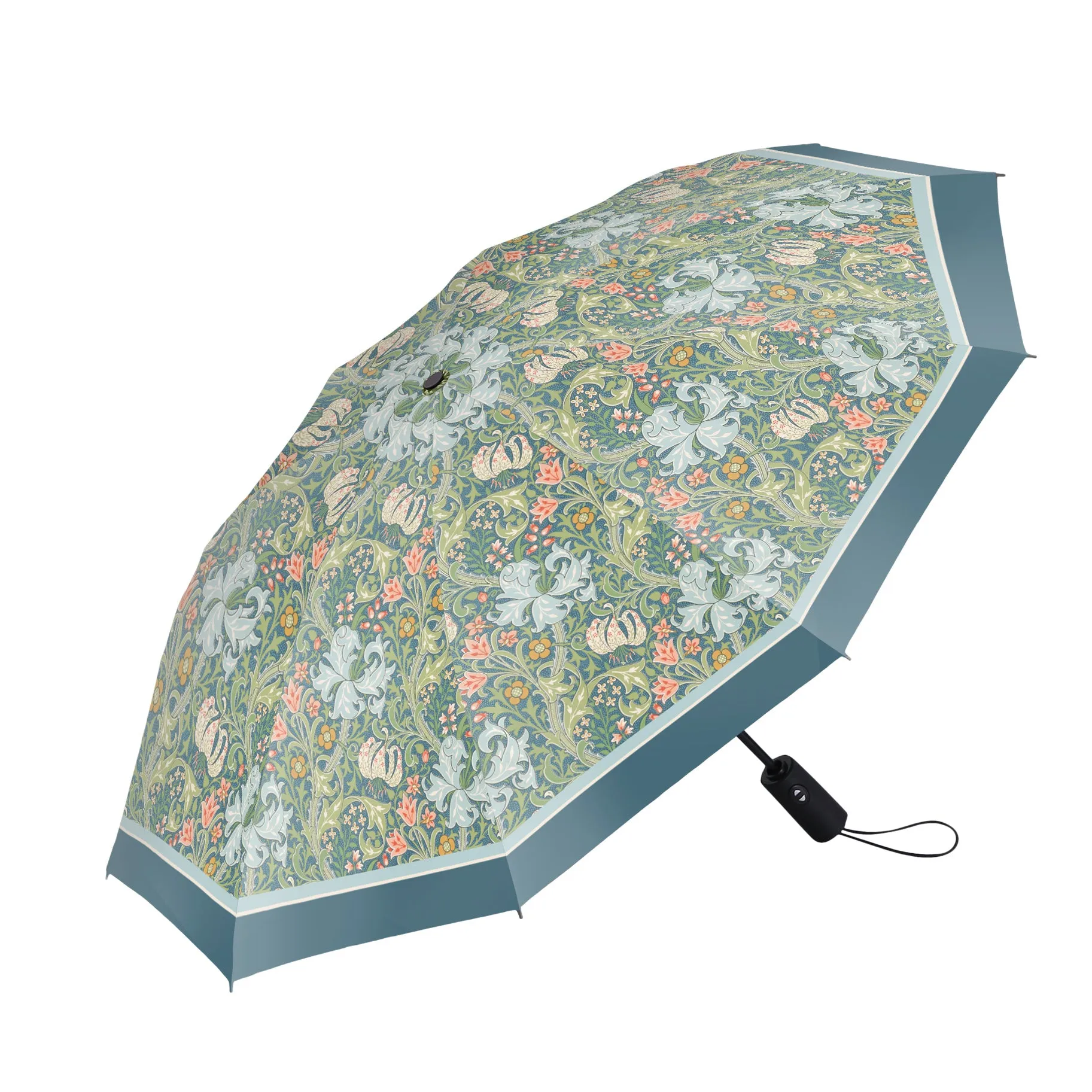 RainCaper William Morris Golden Lily Folding Travel Umbrella