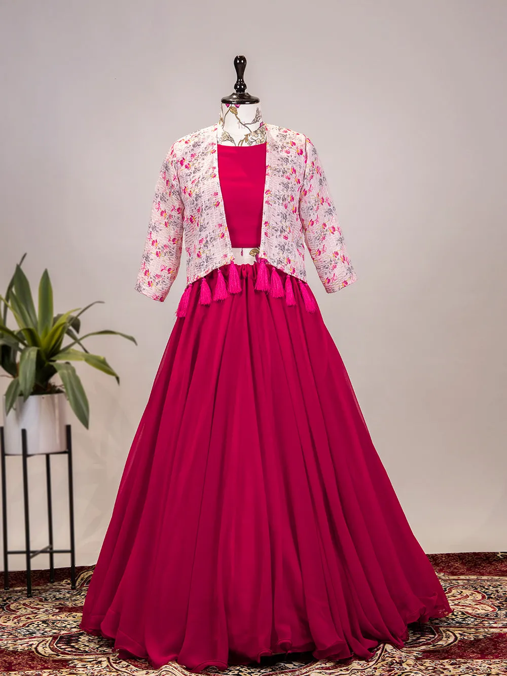 Rani Pink Color Georgette Lehenga Choli