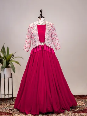 Rani Pink Color Georgette Lehenga Choli