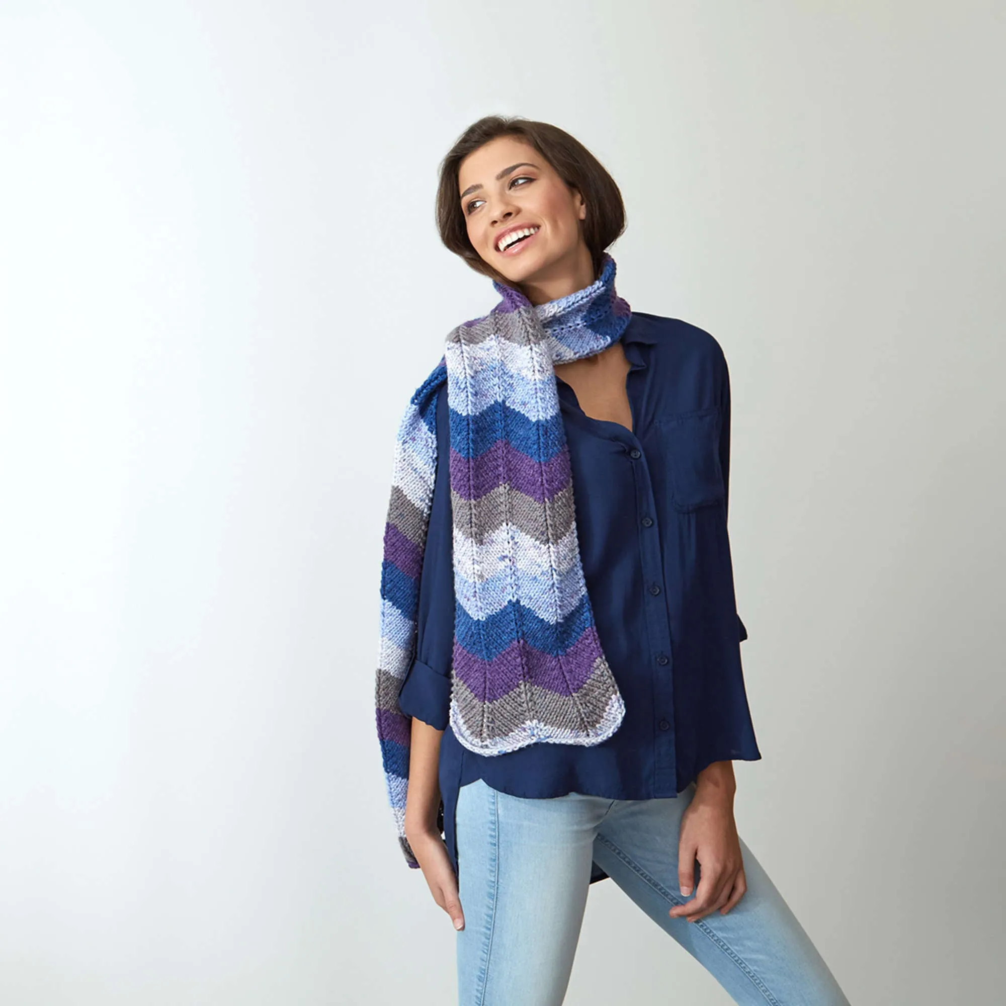 Red Heart Knit Chevron Scarf