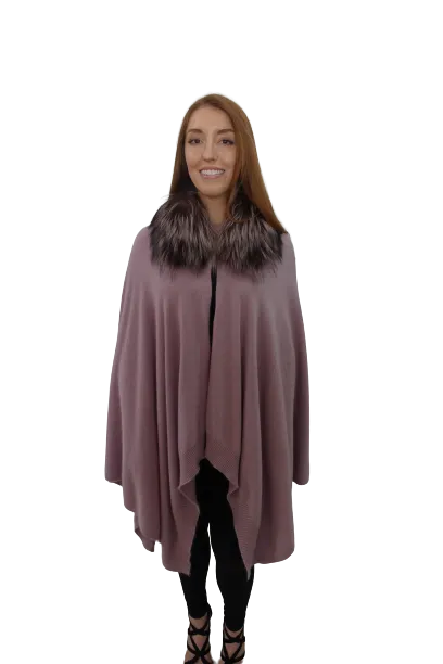 Rosewood Cape with Silver Fox Collar