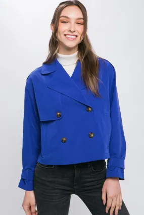 Royal Cropped Trench Jacket with Belt Sleeve Detail