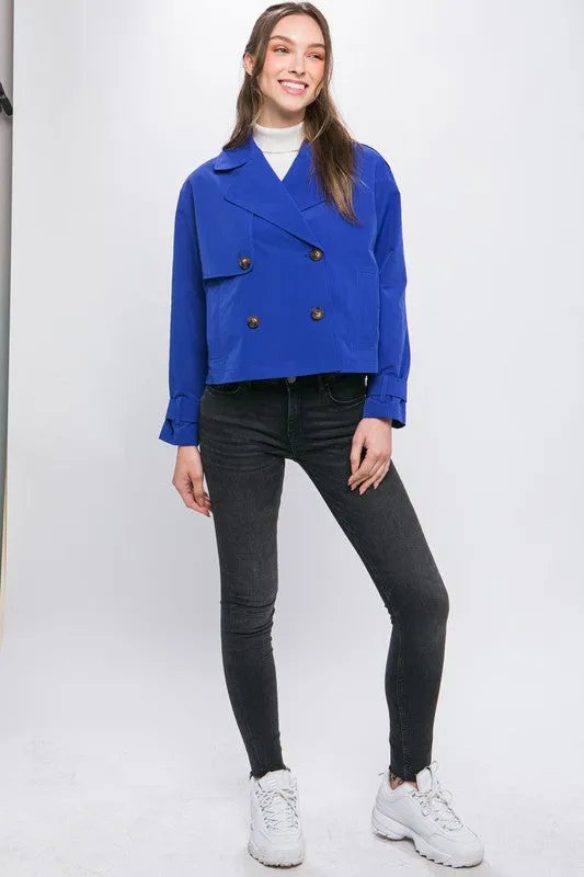 Royal Cropped Trench Jacket with Belt Sleeve Detail
