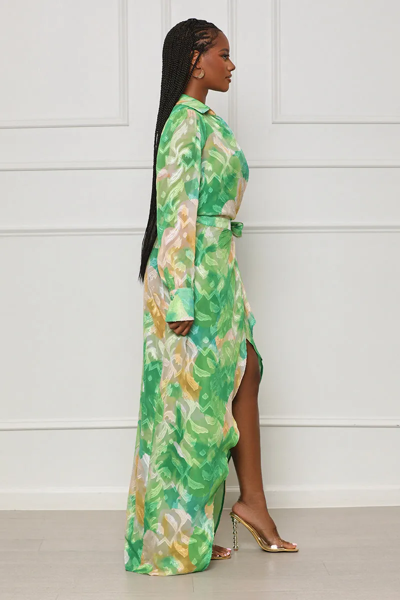 Smooth Talkin' Wrap Maxi Dress (Green Multi)- FINAL SALE