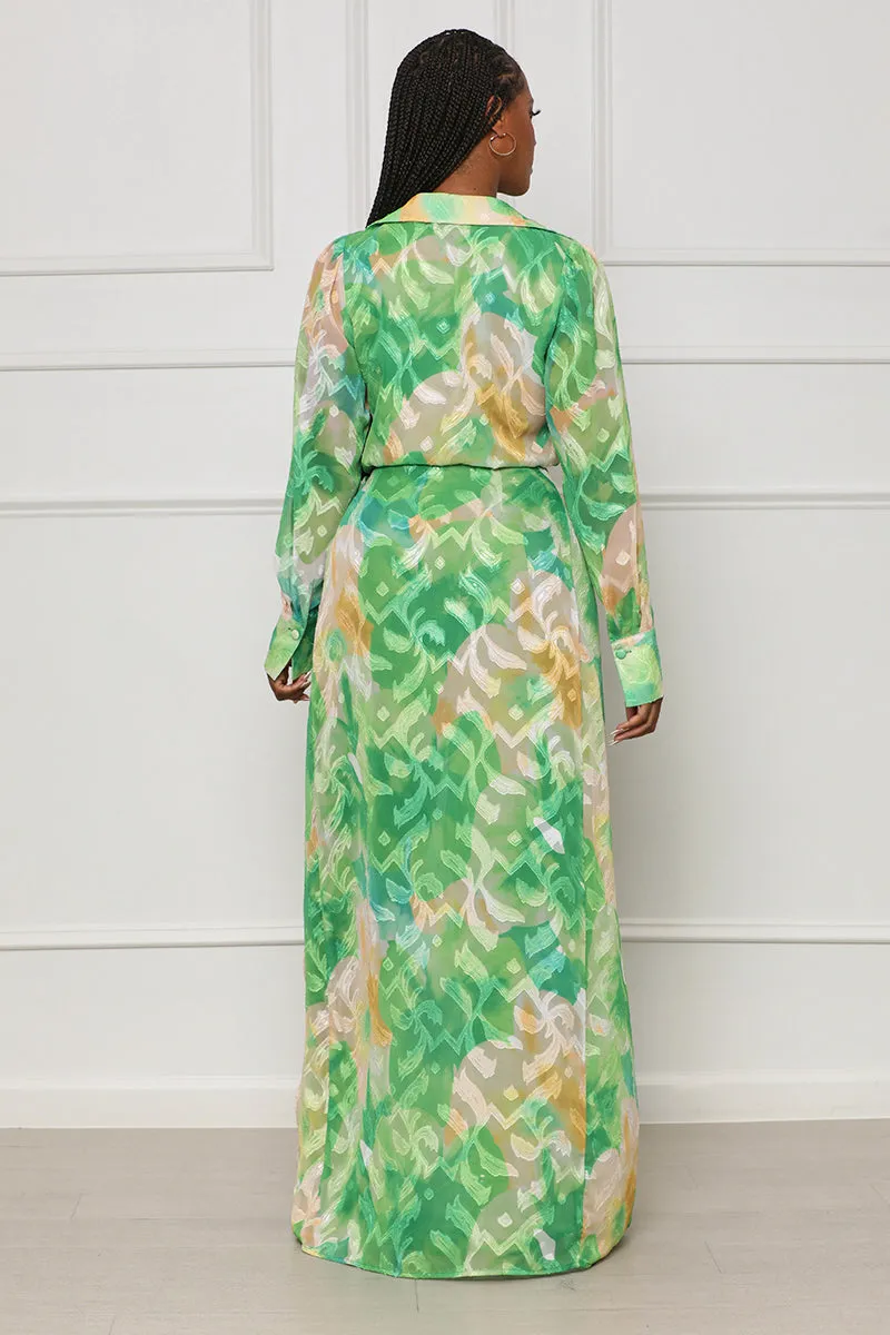 Smooth Talkin' Wrap Maxi Dress (Green Multi)- FINAL SALE