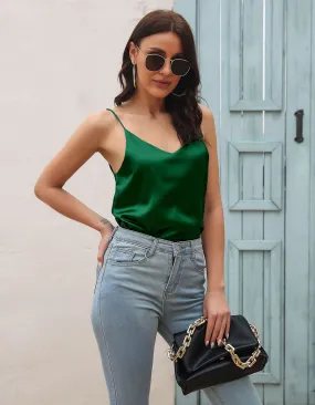 Solid-color Strap Satin Backless Camisole