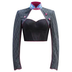 SPARKLE BY KAREN CHAN x  HK Heritage Museum【FRUITFUL HARMONY】Eco-Denim Cropped Top (Long Sleeve) (幸運風車)  (風調雨順)