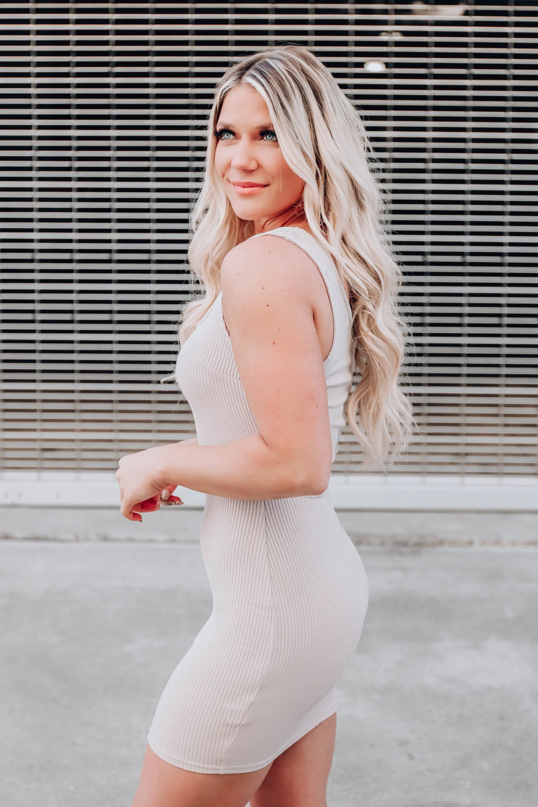 Spring Mountain Ribbed Dress - Cream