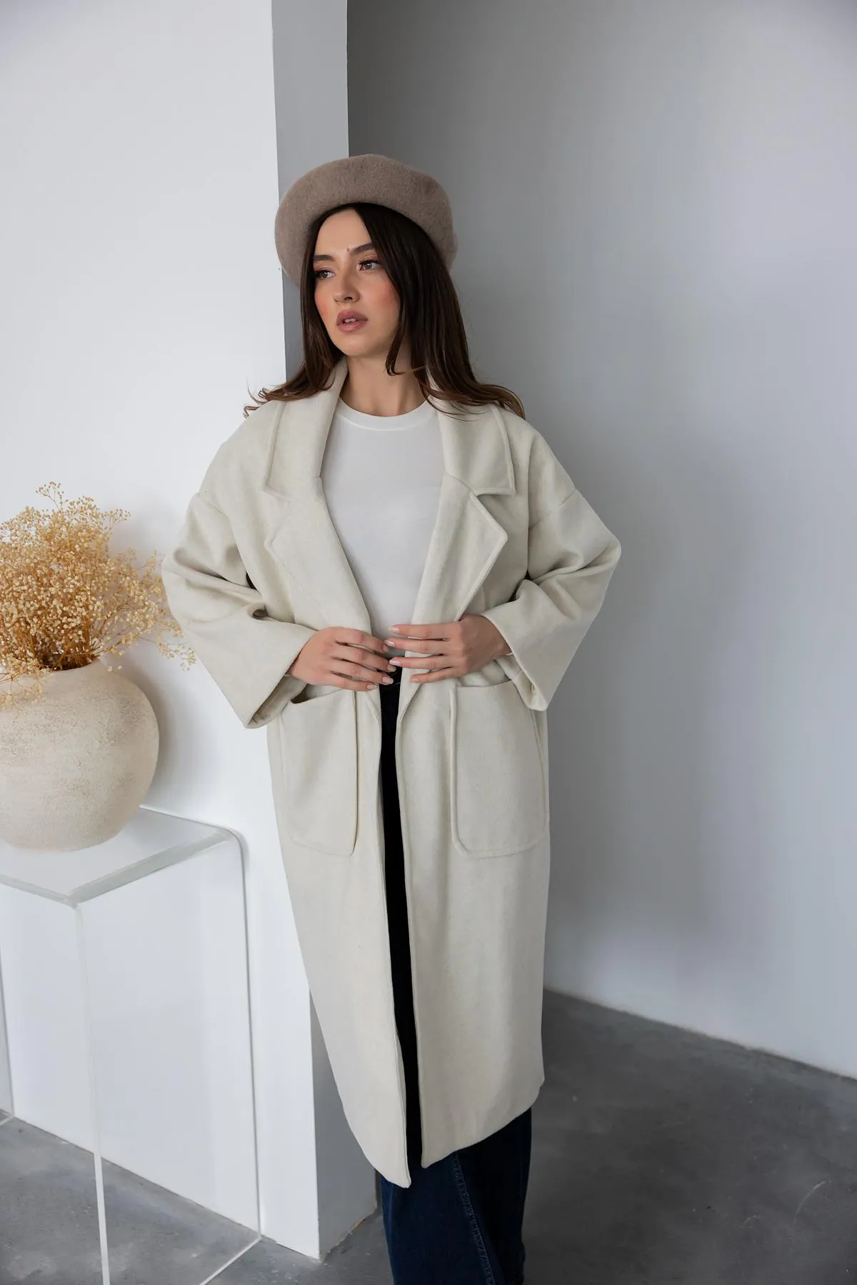 Square Pocket Cashmere Coat