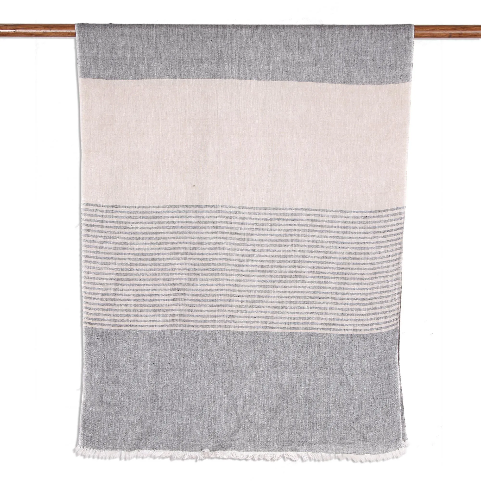 Striped Pattern Viscose Shawl from India - Striped Symphony | NOVICA