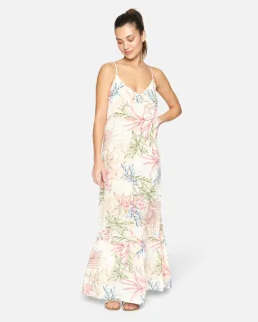 SUMMER PALM RUFFLE MAXI DRESS