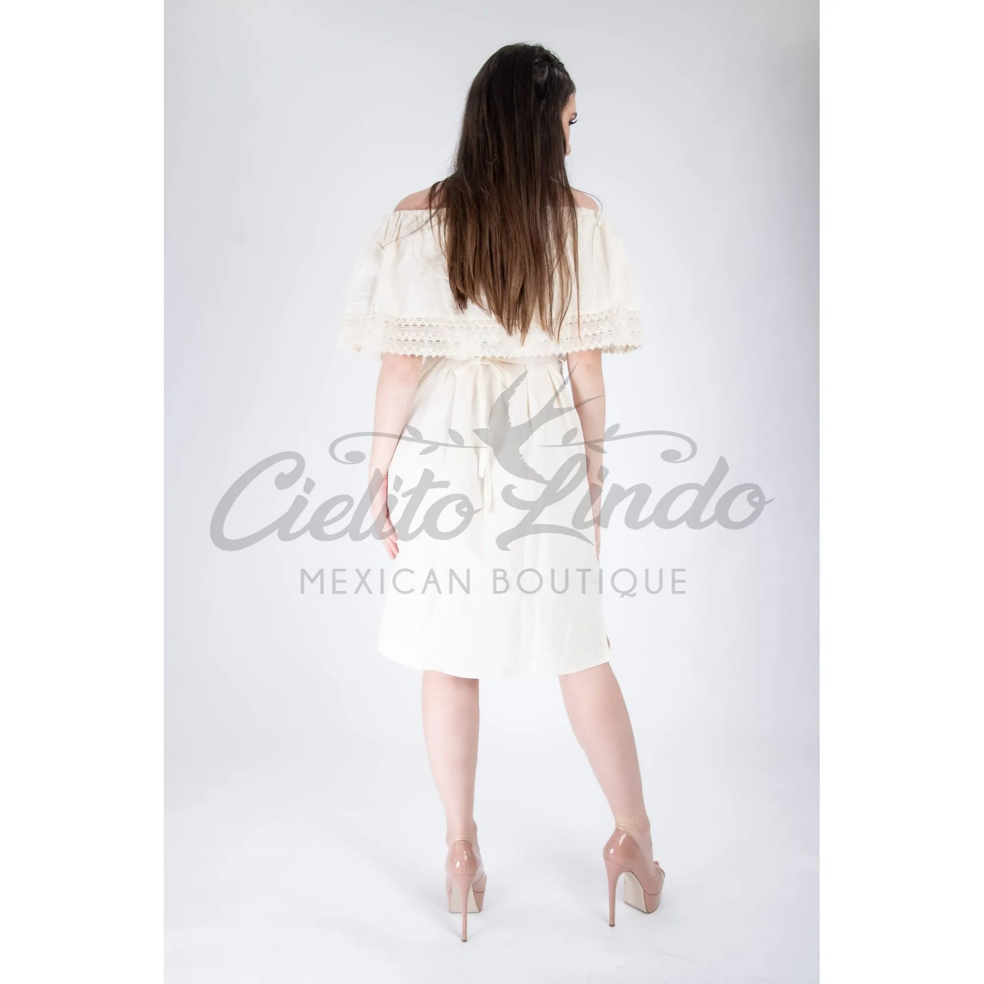 Sunflower Off the Shoulder Dress Cream