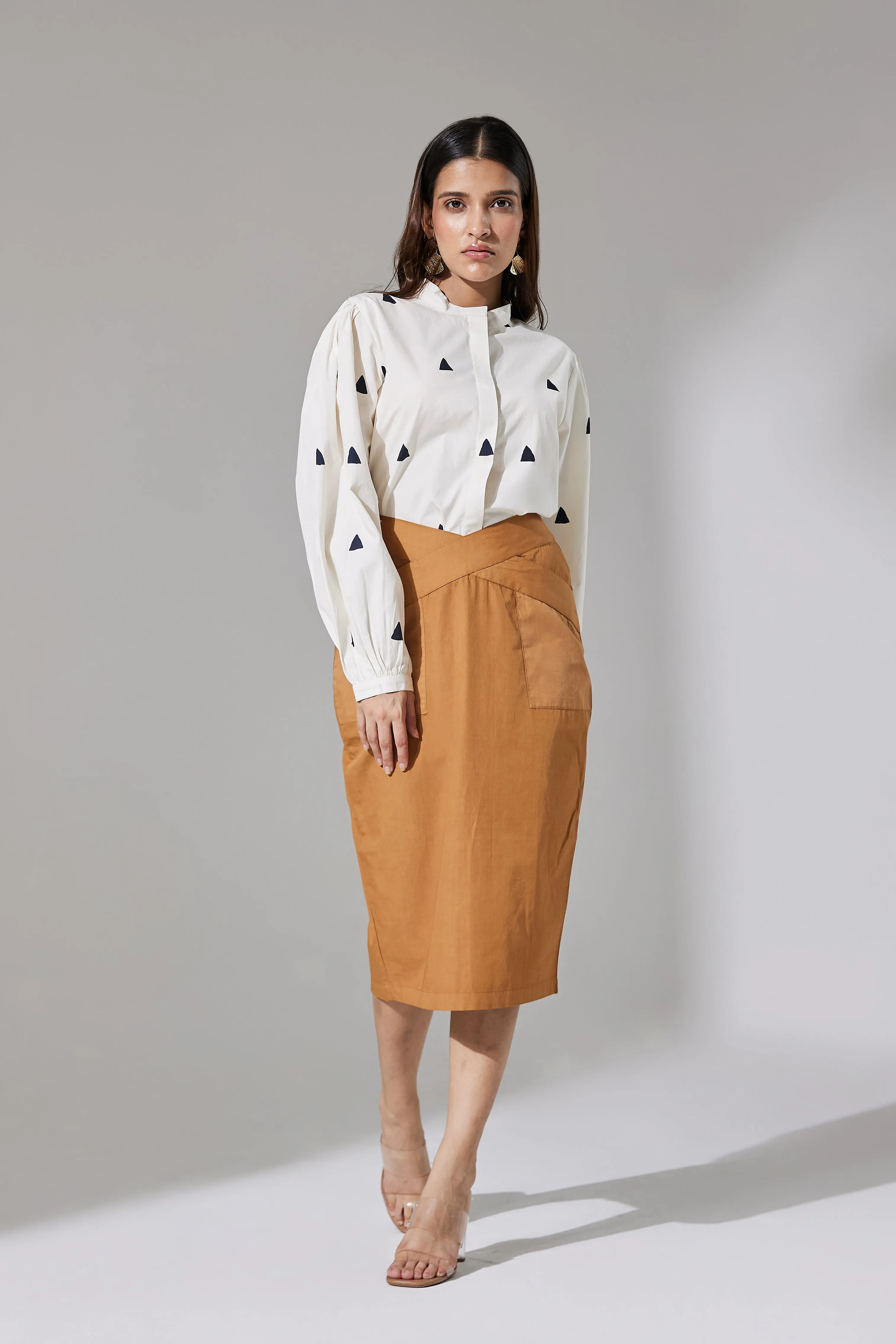 TAN PENCIL SKIRT