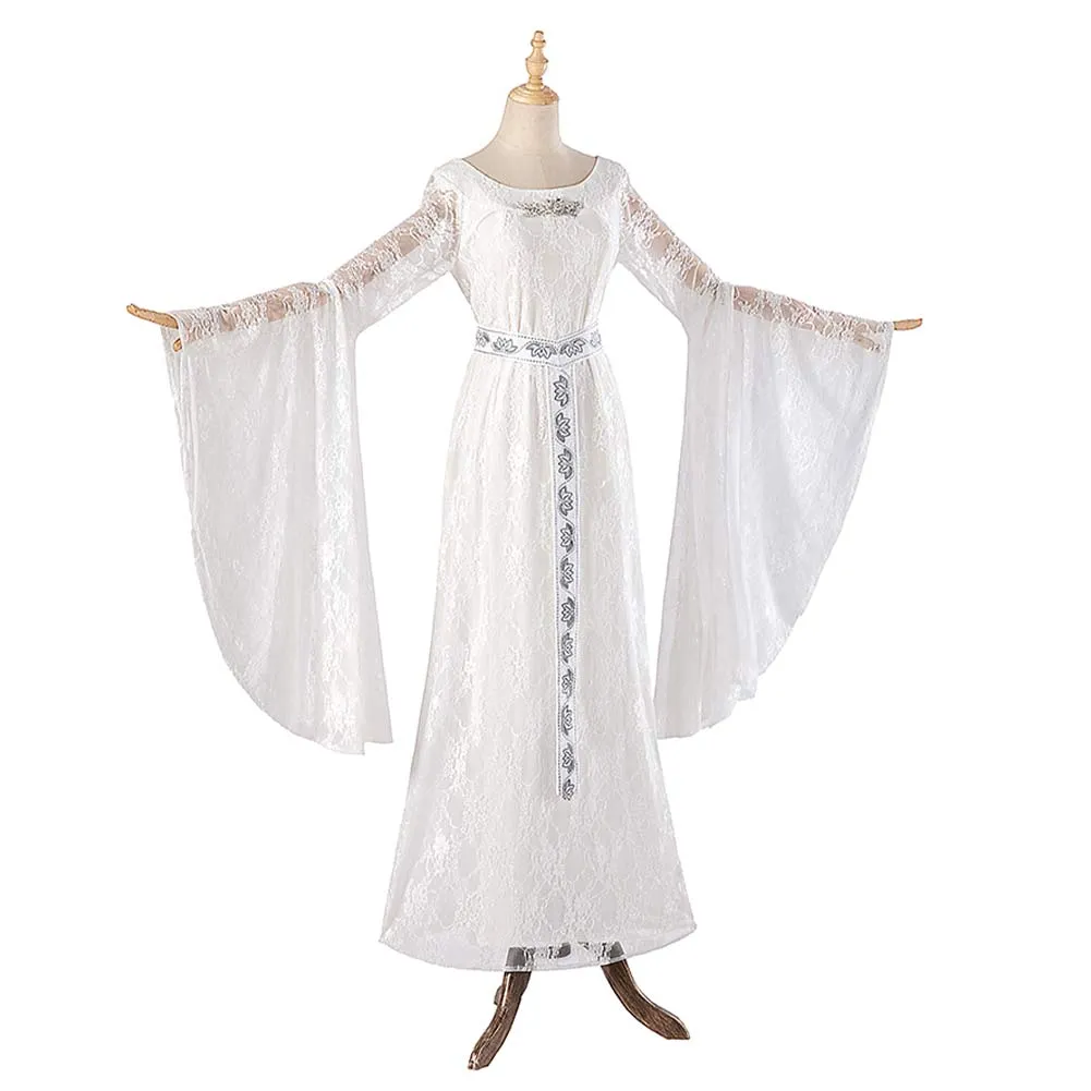The Lord of the Rings Galadriel Women White Dress Party Carnival Halloween Cosplay Costume