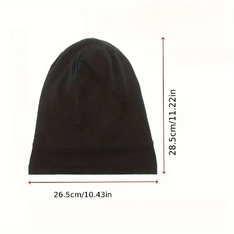 Ultra-Soft Satin Lined Slouchy Beanie - Breathable, Adjustable, Elastic Skull Cap for Sleeping, Hair Protection - Unisex, Solid Colors, One-Size-Fits-Most