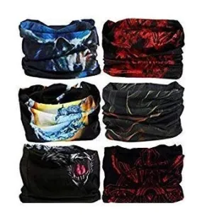 Unisex Headwear Headband Head Wrap UV Resistance Sports Bandana Magic Scarf Face Mask (Assorted Color and Design) (Pack of 6)