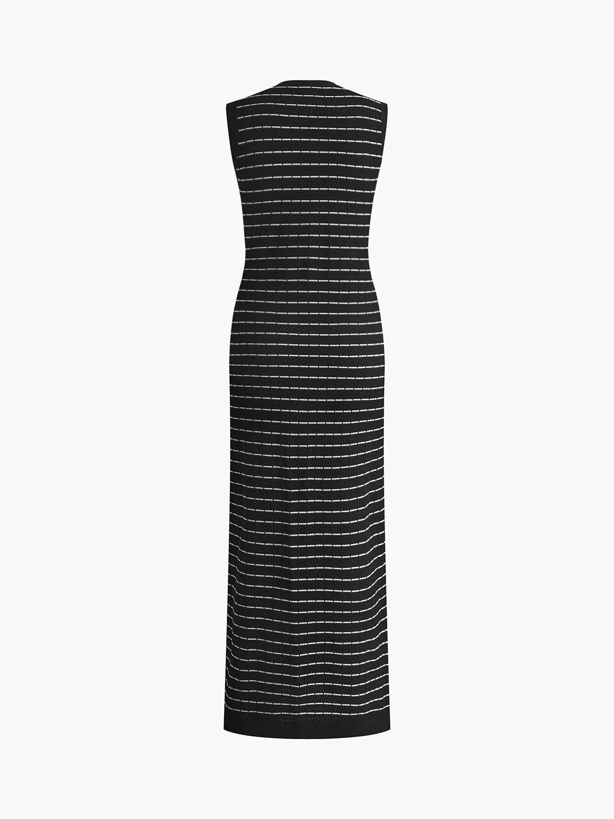 Uniwim Striped Metal Button Long Sweater Dress