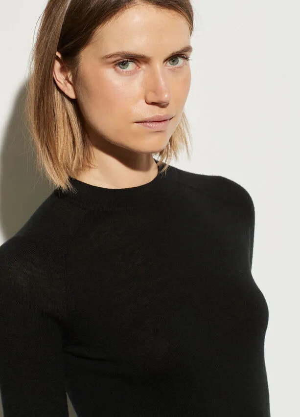 VINCE - Elbow Sleeve Mock Neck in Black