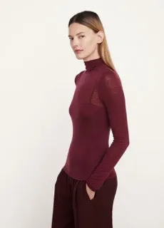 Vince Plum Wine Double Layer Mock Neck