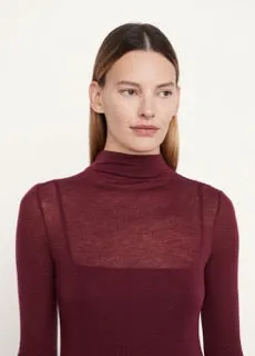 Vince Plum Wine Double Layer Mock Neck