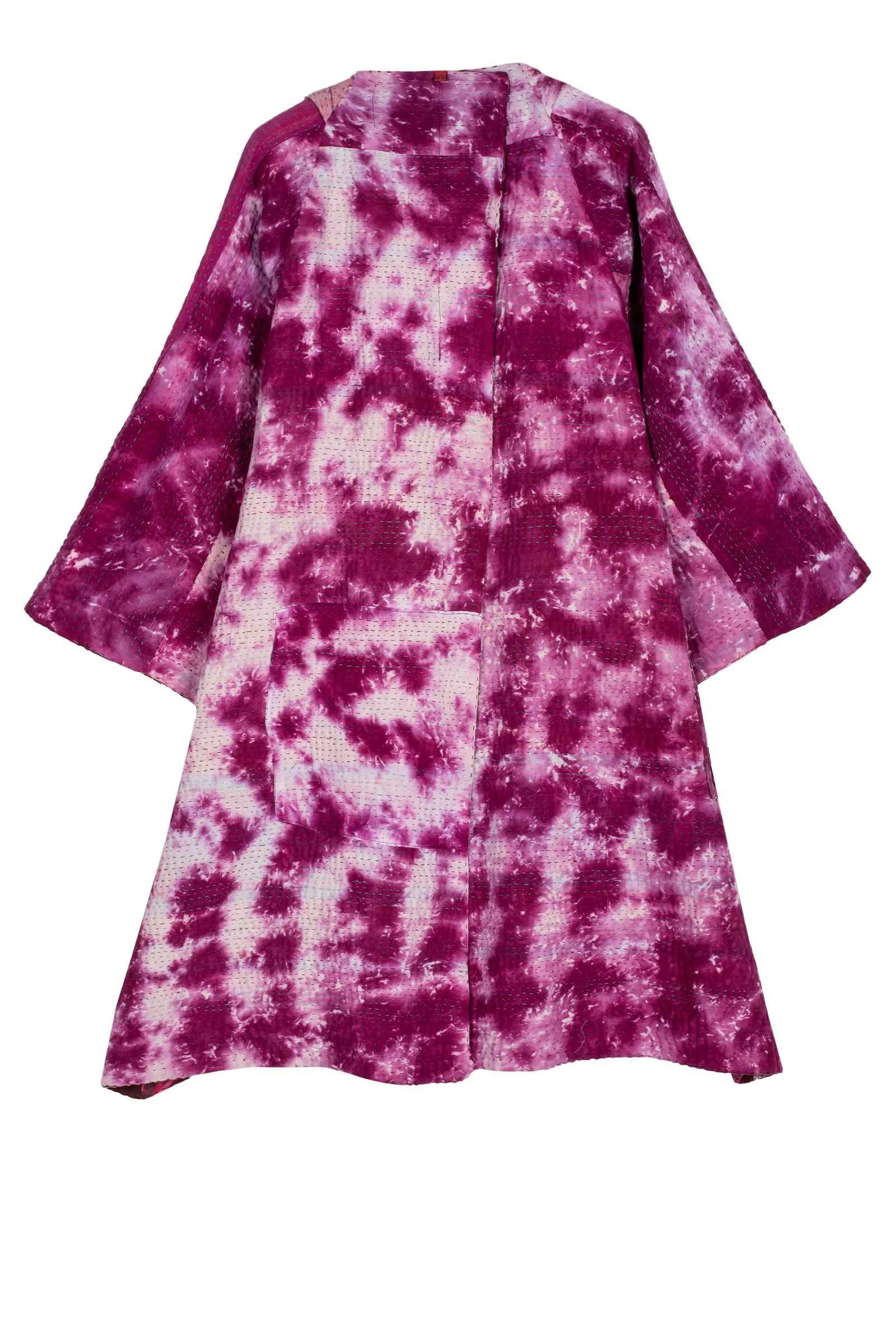 VINTAGE COTTON KANTHA KIMONO DUSTER - cv4317-0030a -