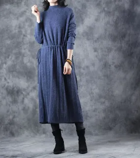 Vintage Loose High Neck Base Sweater Dresses For Women W609