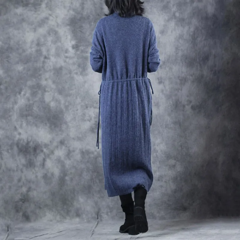 Vintage Loose High Neck Base Sweater Dresses For Women W609