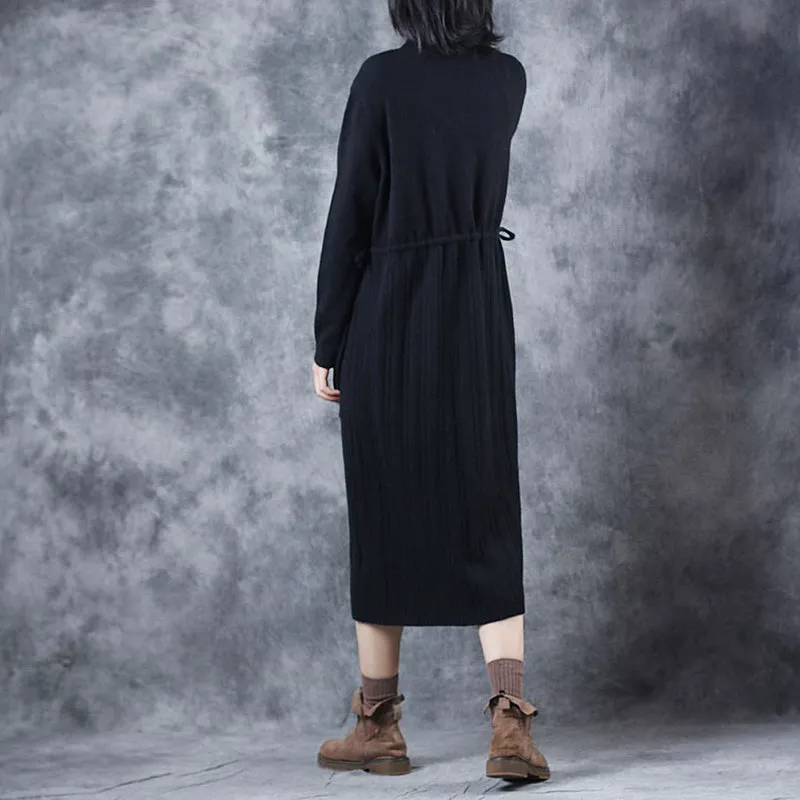Vintage Loose High Neck Base Sweater Dresses For Women W609