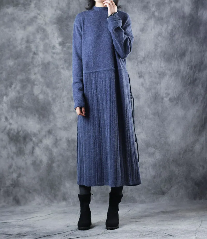 Vintage Loose High Neck Base Sweater Dresses For Women W609