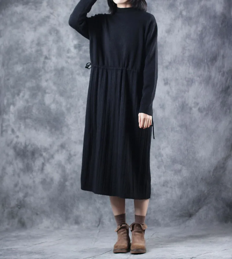 Vintage Loose High Neck Base Sweater Dresses For Women W609
