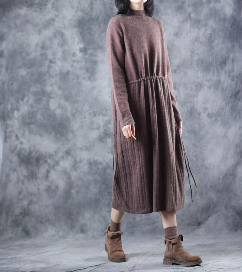Vintage Loose High Neck Base Sweater Dresses For Women W609
