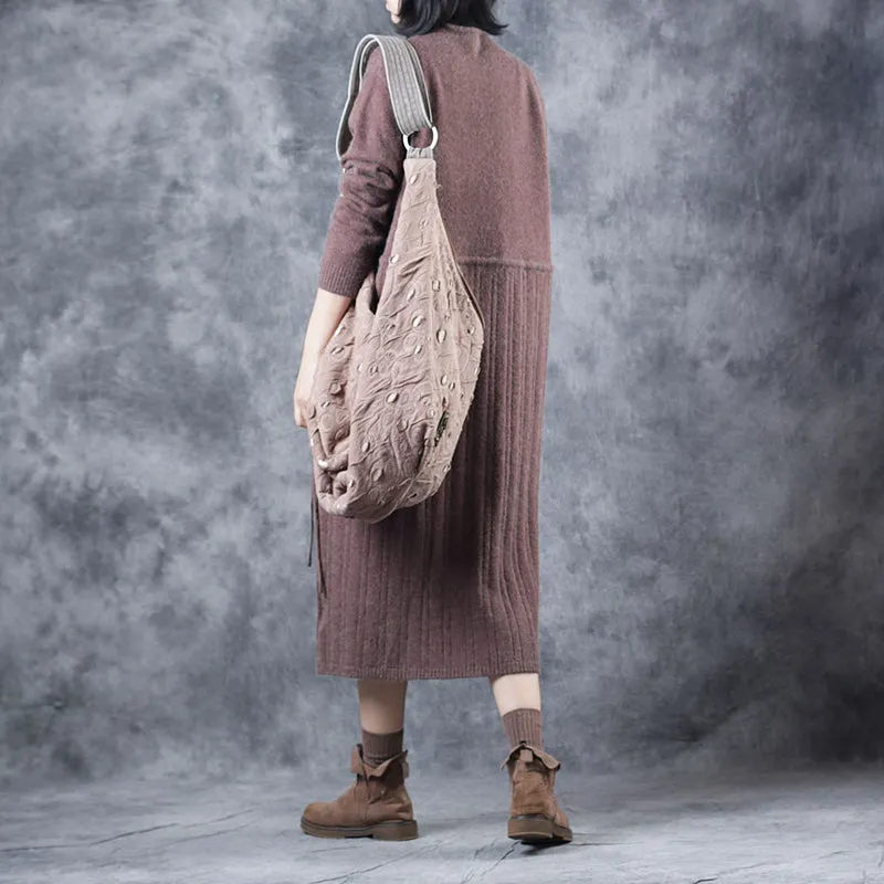 Vintage Loose High Neck Base Sweater Dresses For Women W609