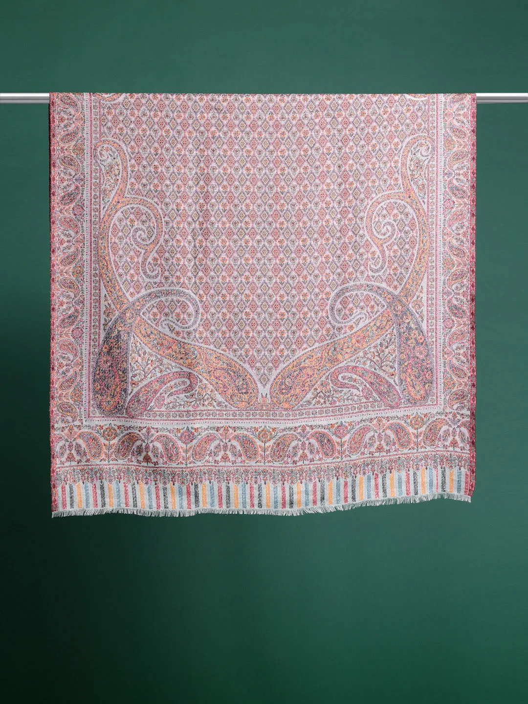Women Wool Blended Ethnic Motifs Woven Design Shawl