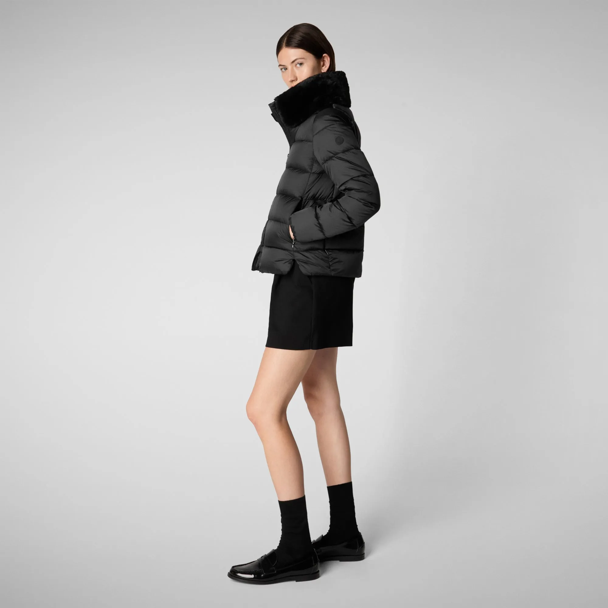 Women's animal free Puffer jacket mei in black