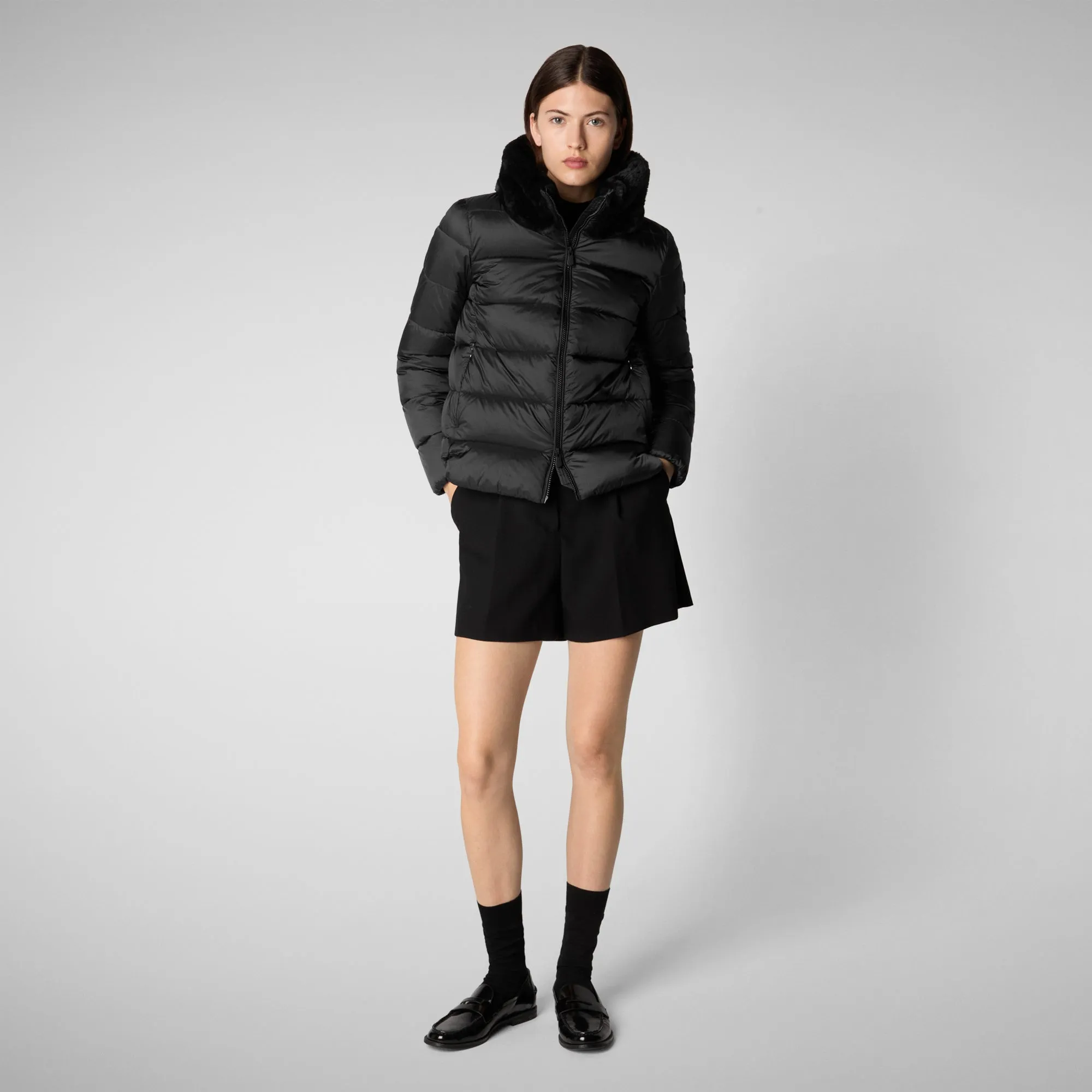 Women's animal free Puffer jacket mei in black