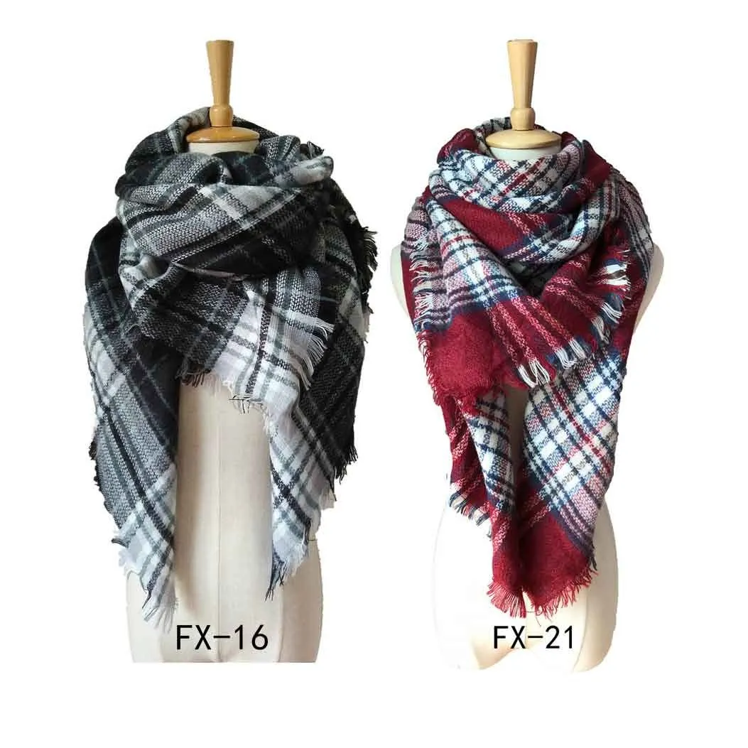 Women's Plaid Blanket Winter Oversized Tartan Scarf