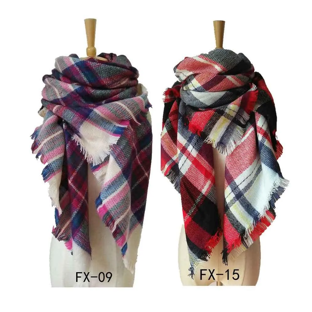 Women's Plaid Blanket Winter Oversized Tartan Scarf