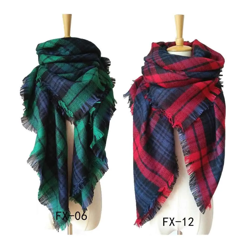 Women's Plaid Blanket Winter Oversized Tartan Scarf