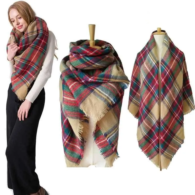 Women's Plaid Blanket Winter Oversized Tartan Scarf