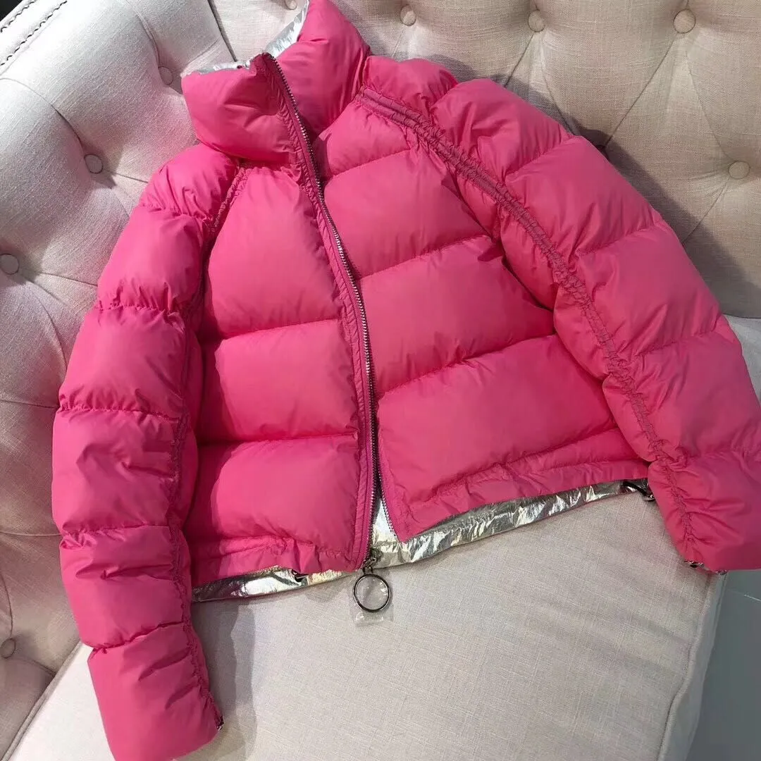 Women's Winter Thick Double Sided Glossy Short Parka